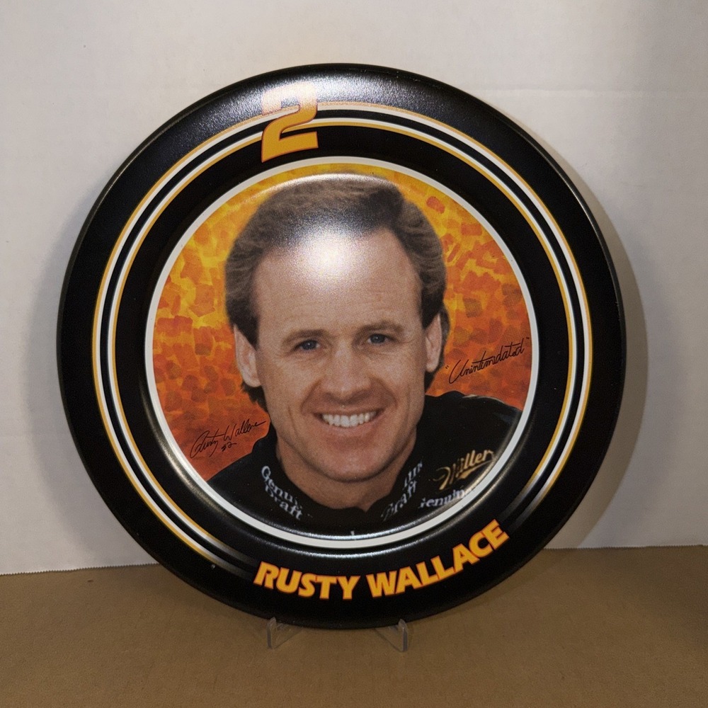 Vintage 1995 Rusty Wallace NASCAR Miller Genuine Draft Collector Tin Plate 10.7"